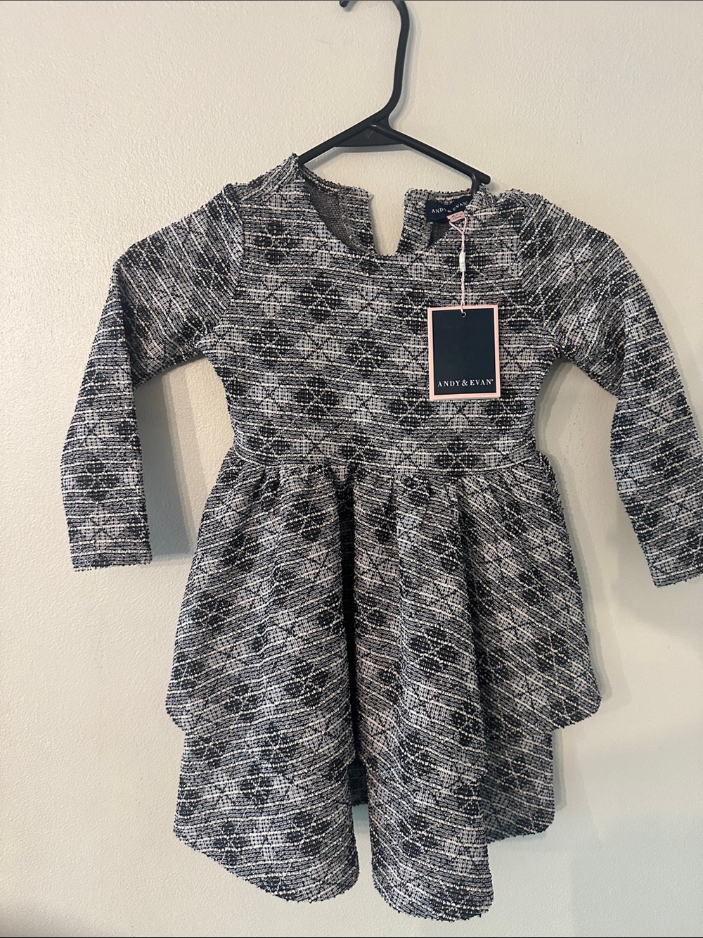 Andy & Evan Girls' Black & White Textured Fit-and-Flare Dress